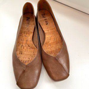 Korks Leather Square Toe Ballet Flats Women's Size 8.5M Comfort Support